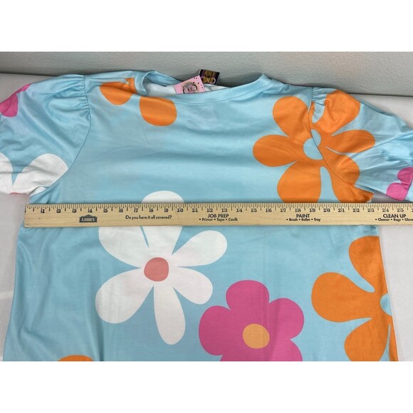 Flower Power Women XL Shirt Blue Multi Color Floral Pattern Casual NWT - Picture 8 of 9